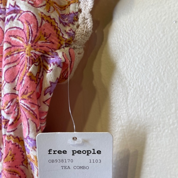 FP NWT Leilani Floral Lace Crochet Jersey Cropped Babydoll Cottagecore Shirt - Picture 16 of 16